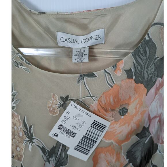 Vintage 90's Y2k Casual Corner Silk Blend Floral Midi Dress Sheer Overlay NWT 8 - Picture 4 of 10